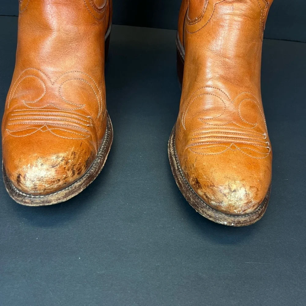 Justin Boots Tan Leather Western Ankle Booties